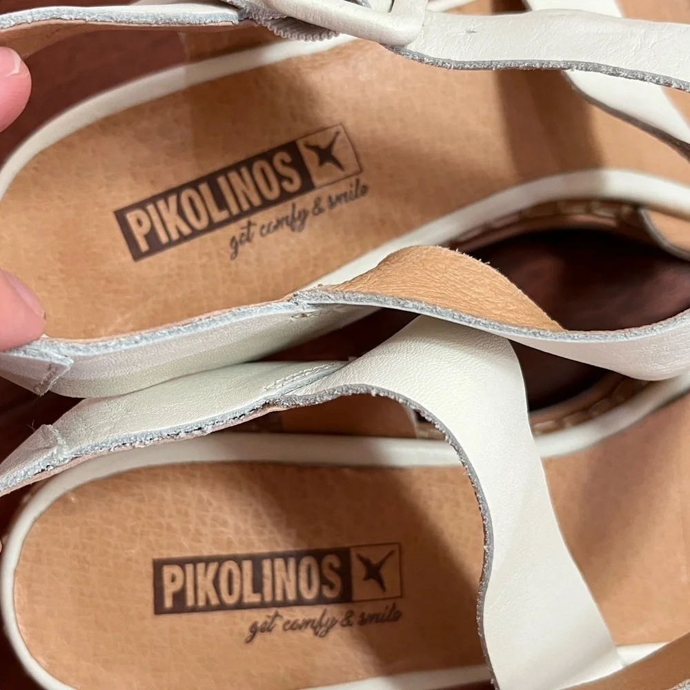 Pikolinos White Strappy Heeled Leather Sandals Open Toe Women's Size 42 - Picture 6 of 10